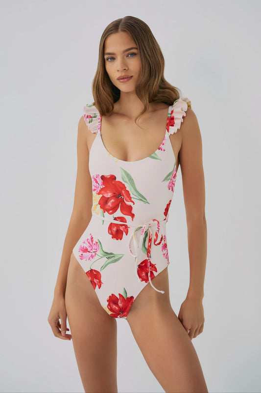 Materson One-Piece - Watercolor Rococo Bouquet Ivory/Multi