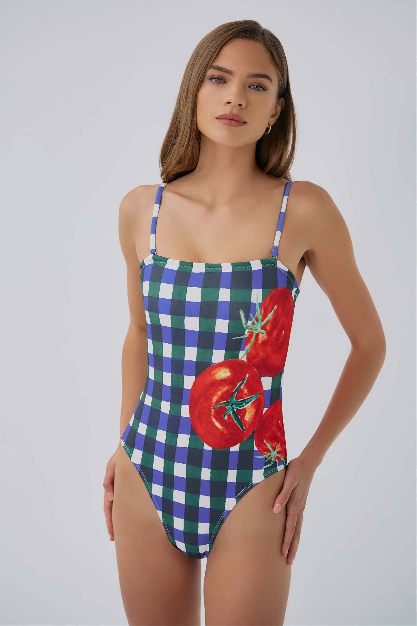 Tavy One-Piece - Placement Gingham Tomatoes Blue/Green