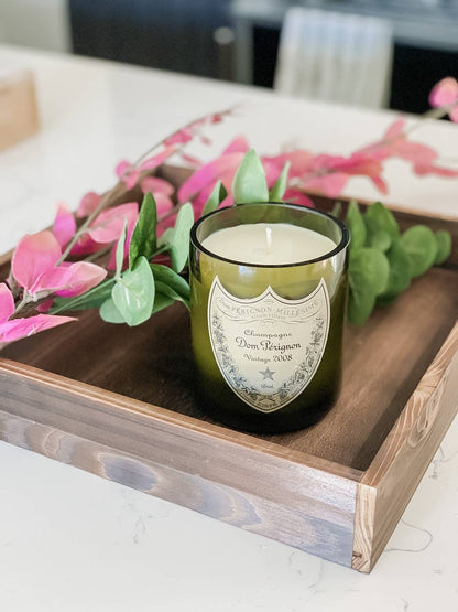 Recycled Dom P Bottle - Vintage Label Candle: Grapefruit/Mango/Vanilla