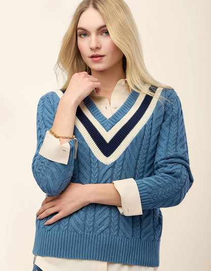 Lorna Varsity Sweater Bluestone