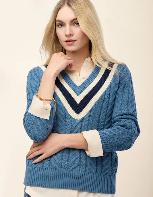 Lorna Varsity Sweater Bluestone