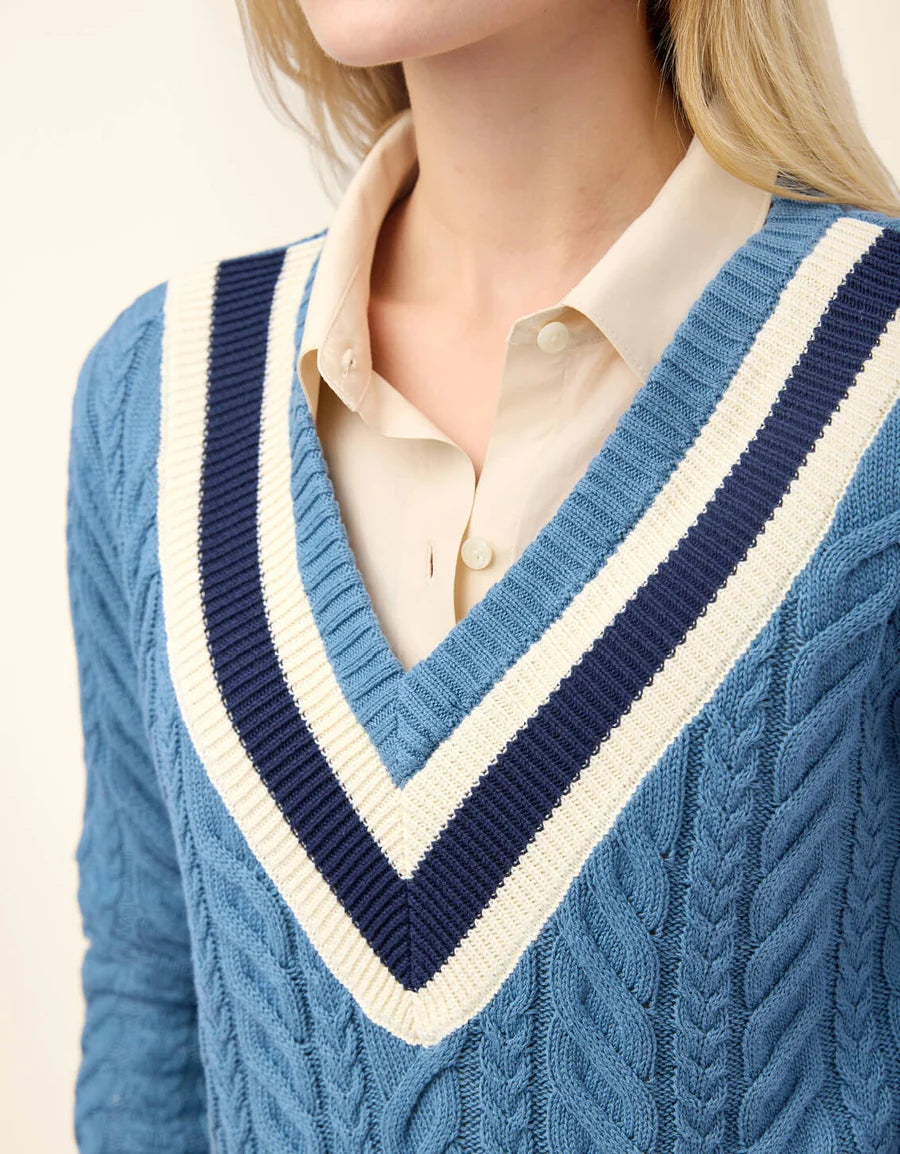 Lorna Varsity Sweater Bluestone