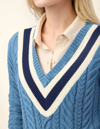 Lorna Varsity Sweater Bluestone