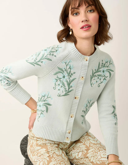 Marlena Embroidered Cardigan Seamist