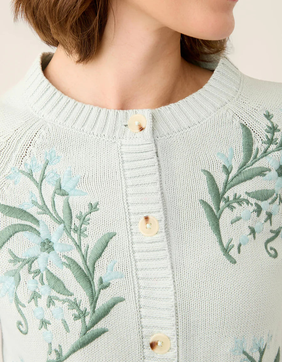 Marlena Embroidered Cardigan Seamist