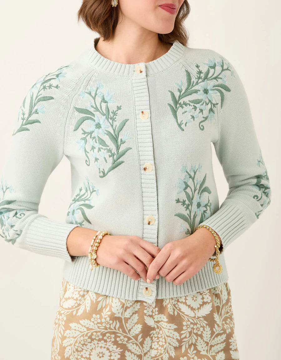Marlena Embroidered Cardigan Seamist