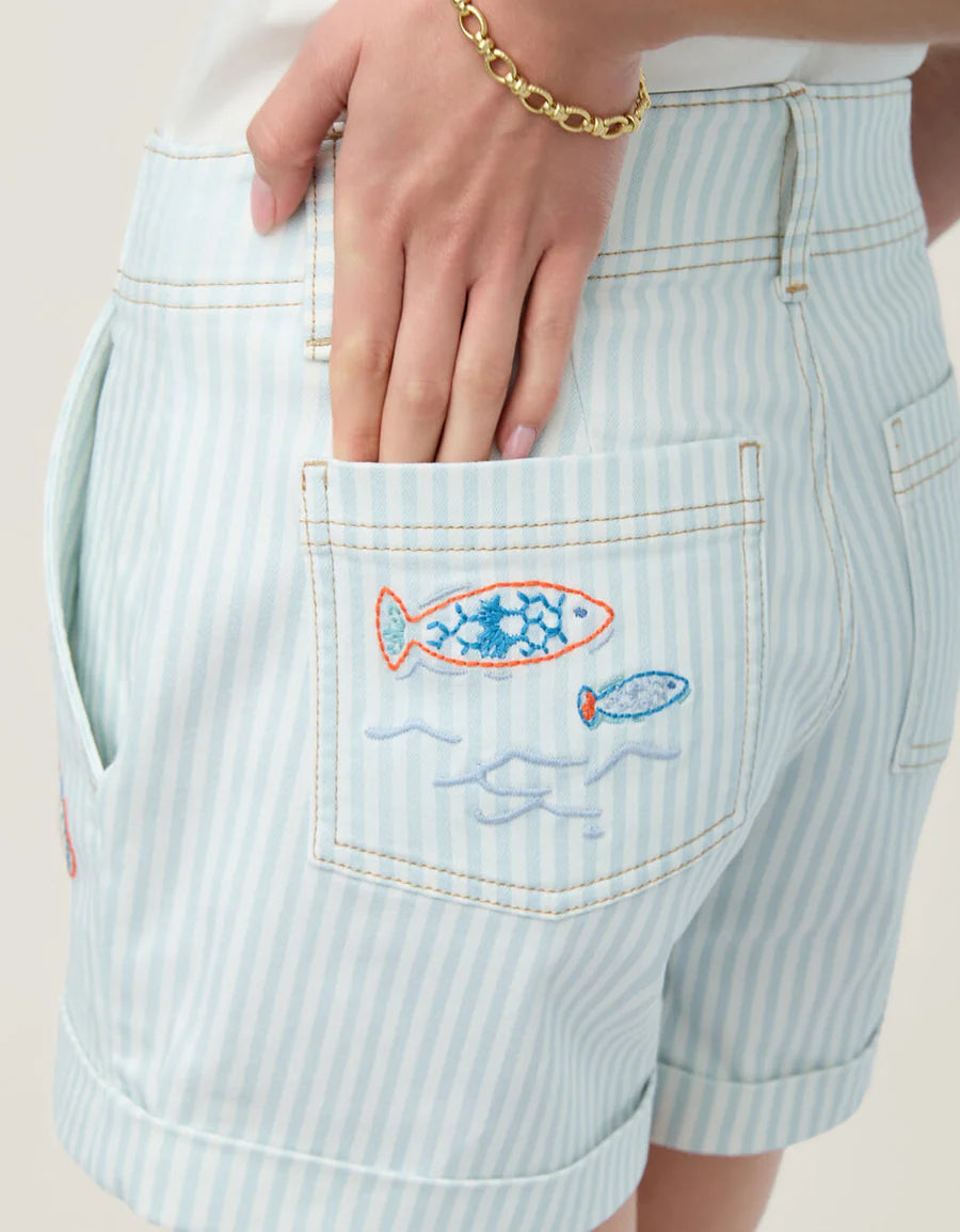 Carter Denim Shorts Flagler Resort Stripe