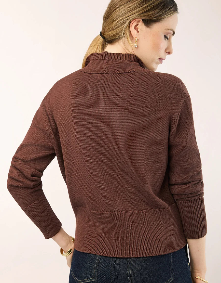 Carlie Half Zip Sweater - Deep Mahogany