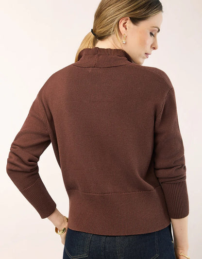 Carlie Half Zip Sweater - Deep Mahogany