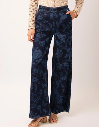 Cadence Denim Trouser Japonica Floral Denim