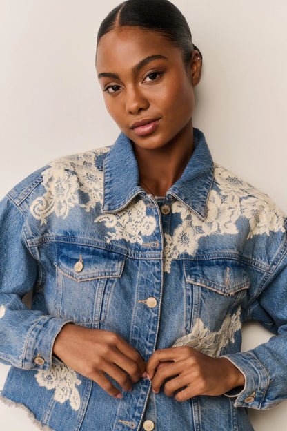 Amana Lace Patchwork Denim Jacket