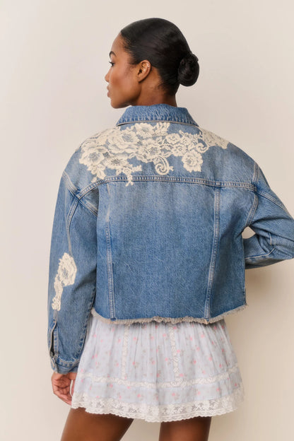 Amana Lace Patchwork Denim Jacket