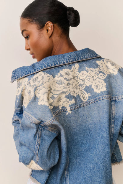 Amana Lace Patchwork Denim Jacket