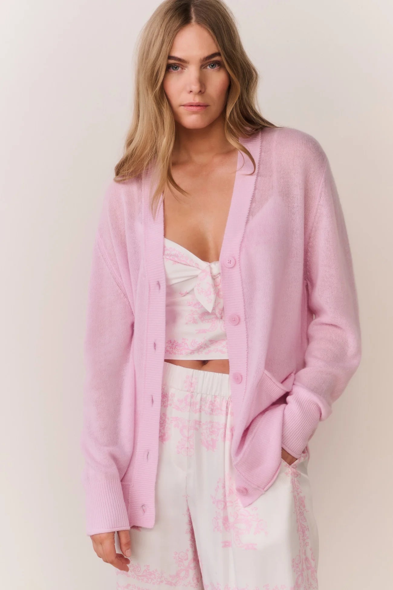 Applene Lightweight Cashmere Cardigan - Daydreamer Pink