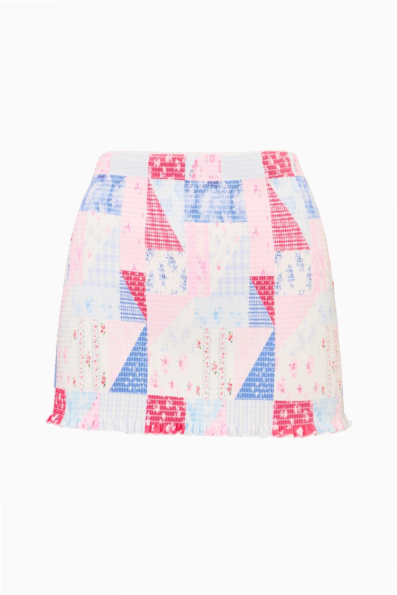 Arwen Patchwork Print Swim Skirt - Blueberry Sundae