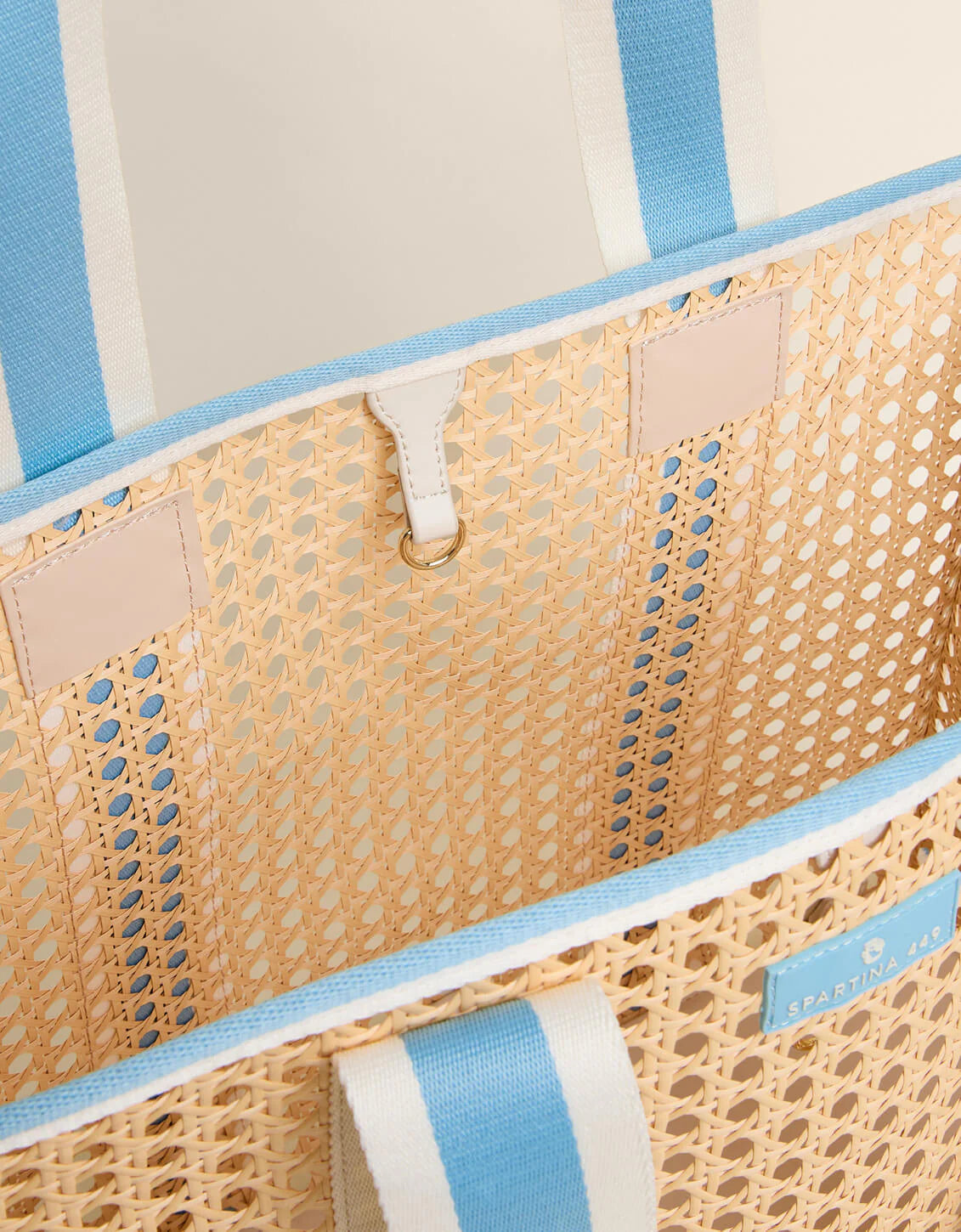 Splash Cane Large Trim Tote Blue Stripe
