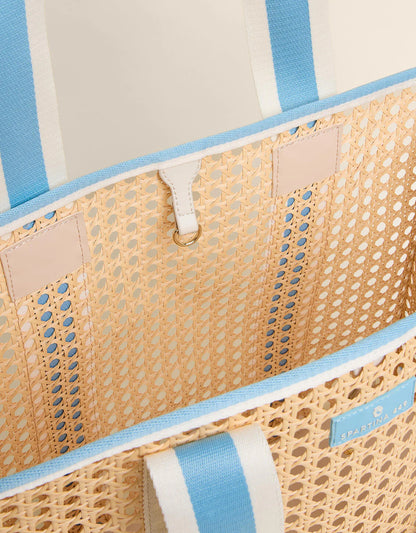 Splash Cane Large Trim Tote Blue Stripe