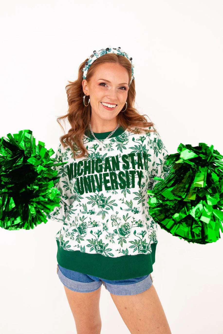 Michigan State Floral Toile Sweatshirt