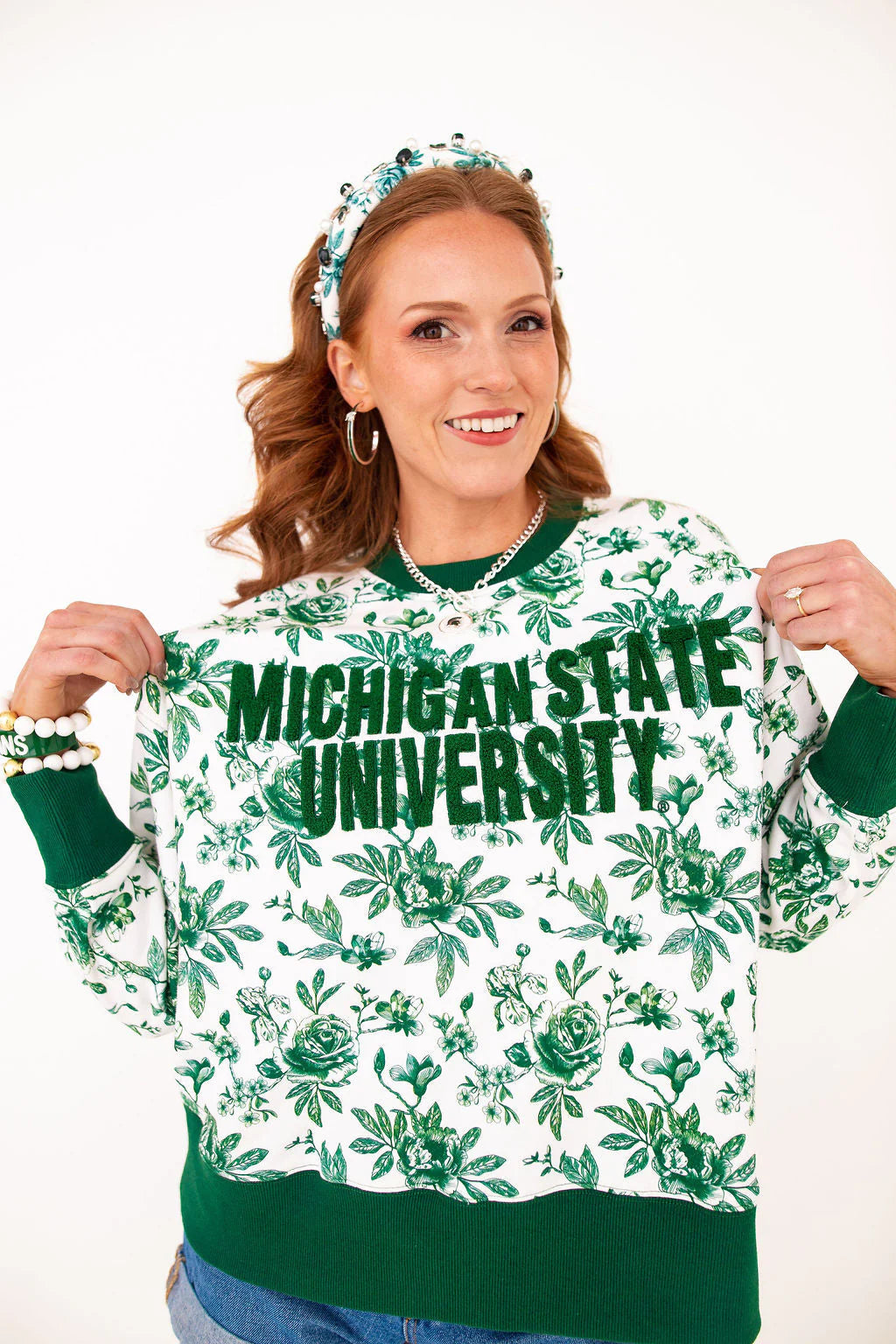 Michigan State Floral Toile Sweatshirt
