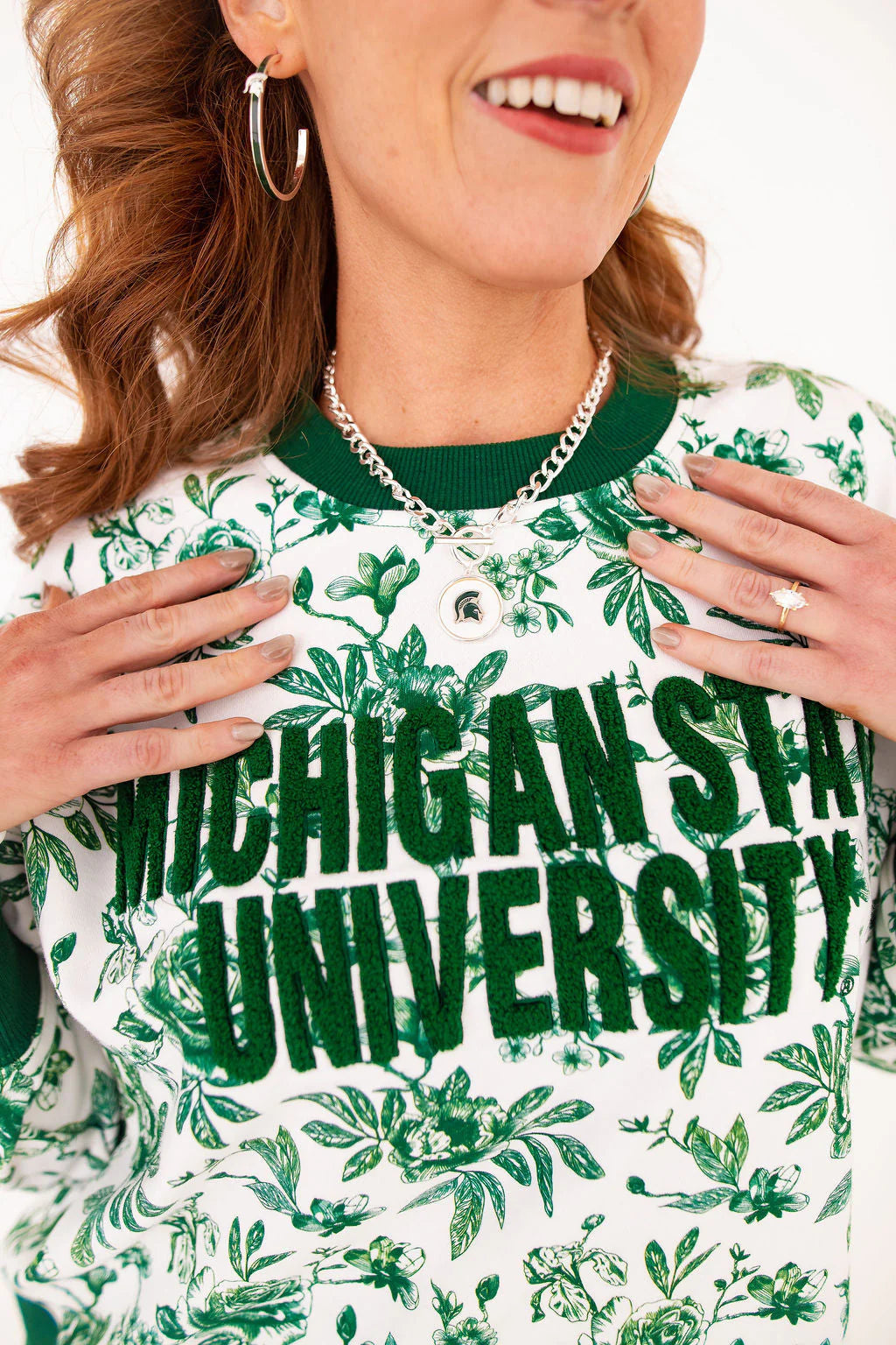 Michigan State Floral Toile Sweatshirt