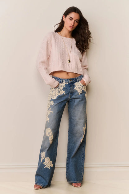 Bambie Lace Appliqué Jeans