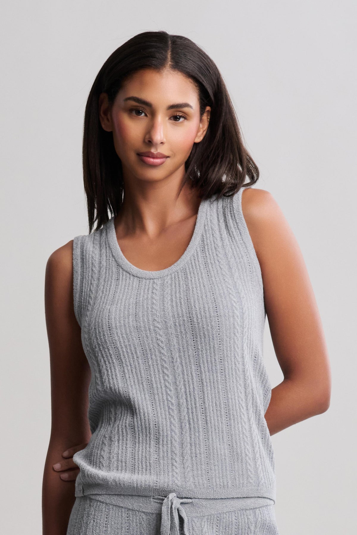 CozyChic Ultra Lite® Cable Knit Tank - Moonbeam