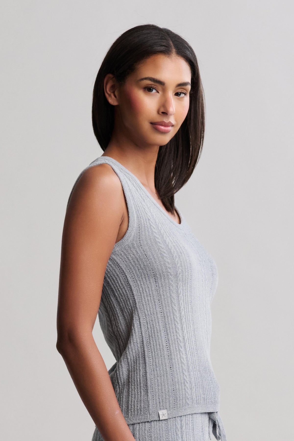 CozyChic Ultra Lite® Cable Knit Tank - Moonbeam