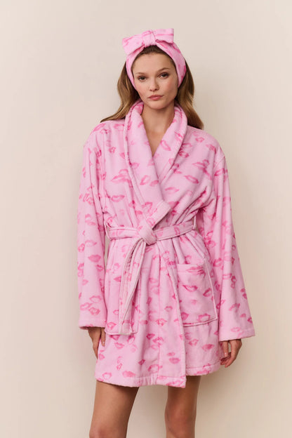 Kiss Print Indie Robe - Bubblegum Valentine