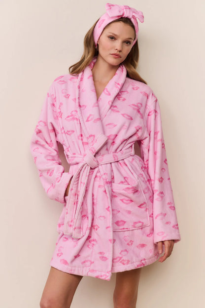 Kiss Print Indie Robe - Bubblegum Valentine