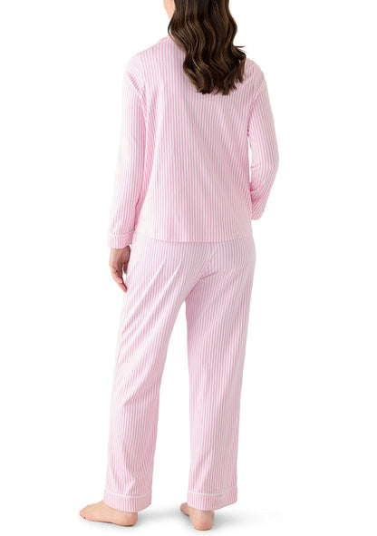 Pima Cotton Long Sleeve Sleep Set - Becky Stripe - CC/White