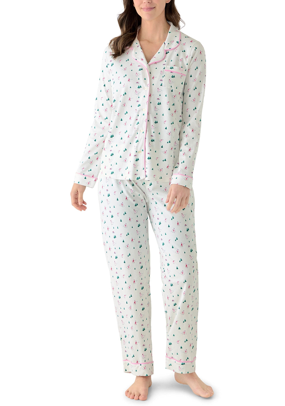 Pima Cotton Long Sleeve Sleep Set - Snow Bunny - Marshmallow