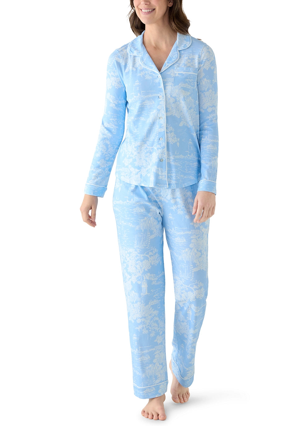 Pima Cotton Long Sleeve Sleep Set - Viney Toile