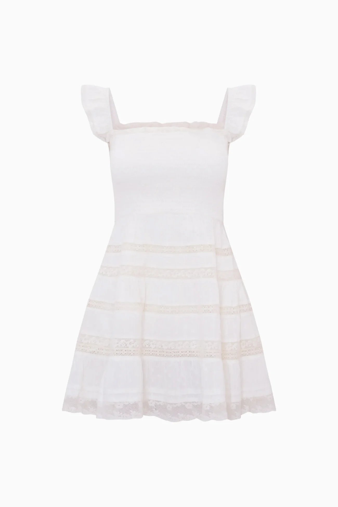 Colbera Lace-Trimmed Cotton Mini Dress - White