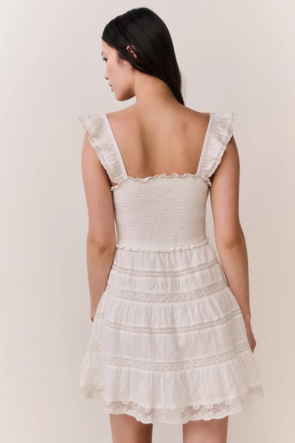 Colbera Lace-Trimmed Cotton Mini Dress - White
