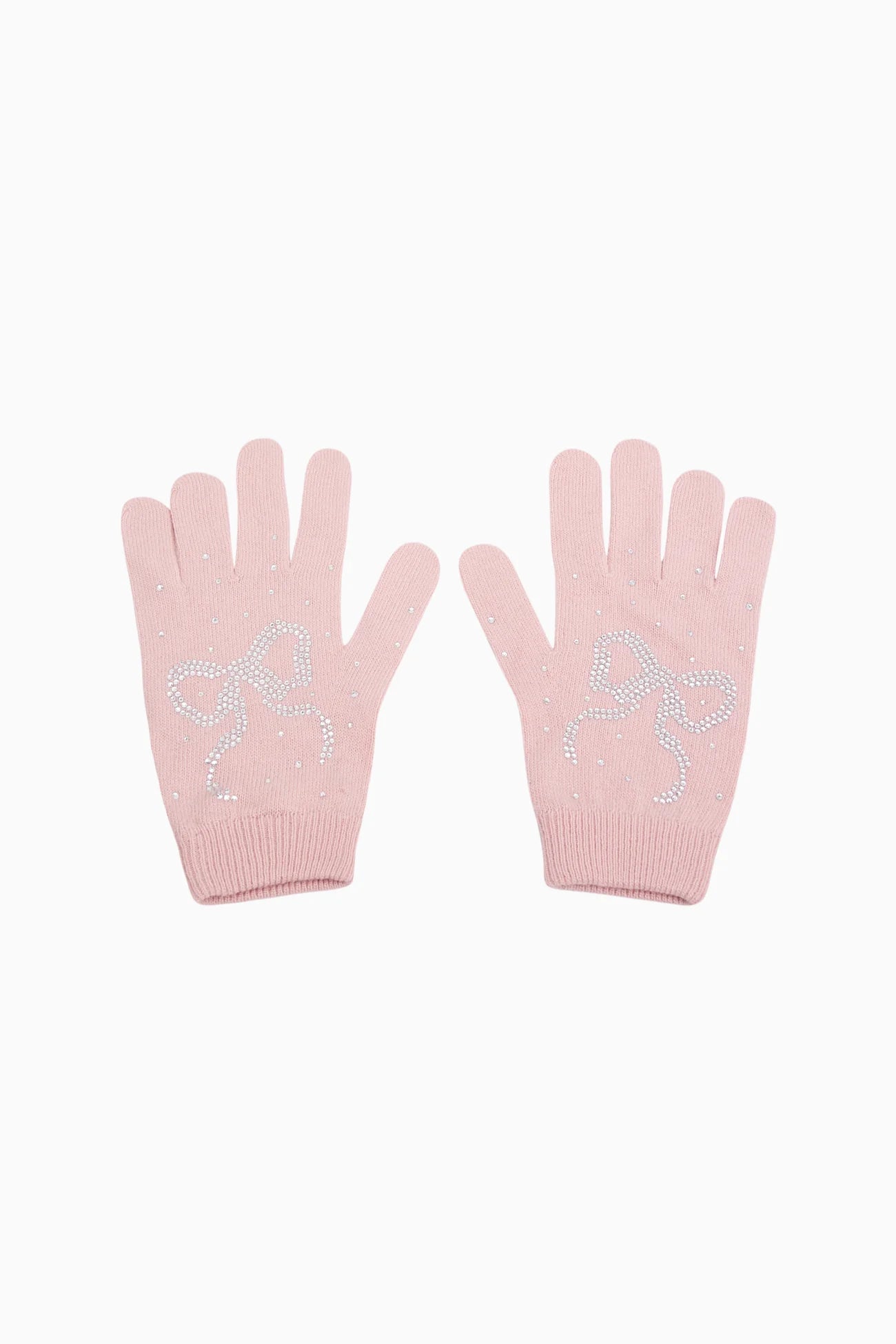Coline Rhinestone Bow Wool-Blend Gloves - Pink Salt