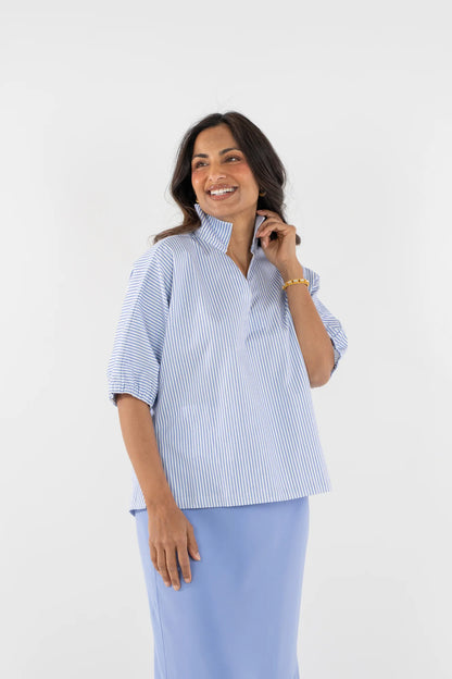 Poppy Top - Grapemist Stripe