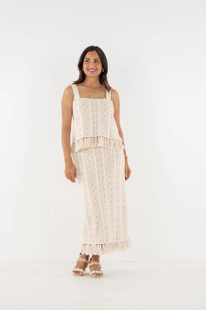 Capri Knit Skirt - Blanc Petals