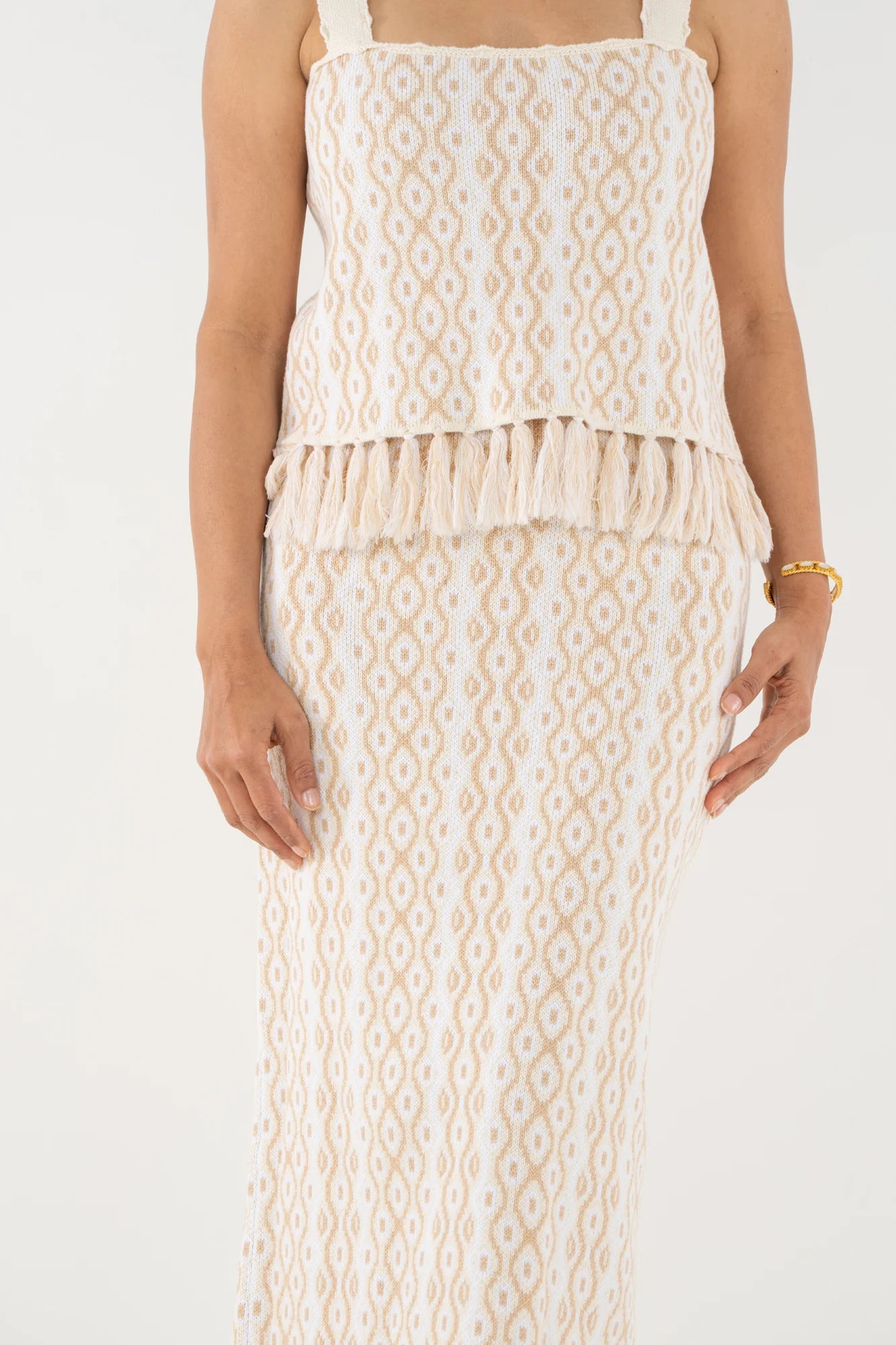 Capri Knit Skirt - Blanc Petals