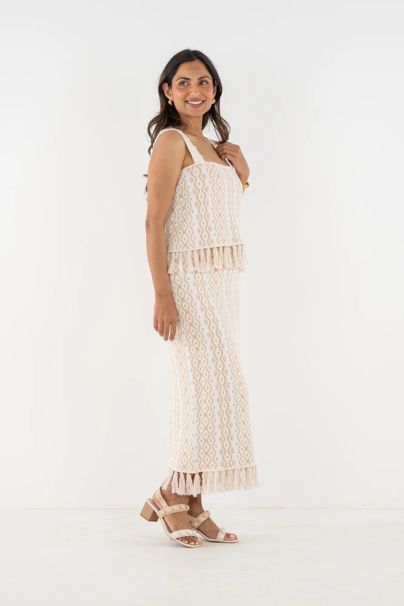 Capri Knit Skirt - Blanc Petals