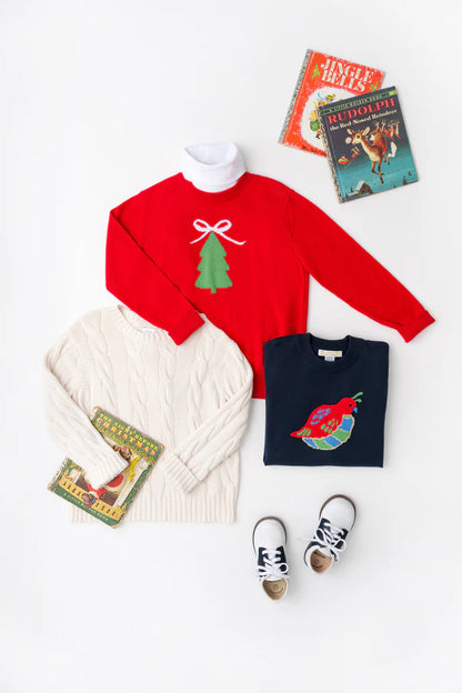 Isabelle's Intarsia Sweater - Richmond Red with Christmas Tree Intarsia