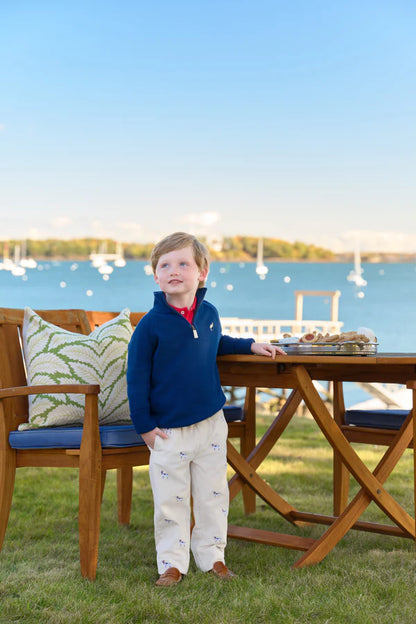 Critter Sheffield Pants (Corduroy) - Osprey Oatmeal Richmond Red Stork & Santa Dog Embroidery