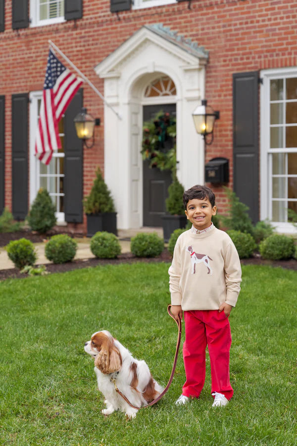 Isaac's Intarsia Sweater - Osprey Oatmeal with Dog Intarsia