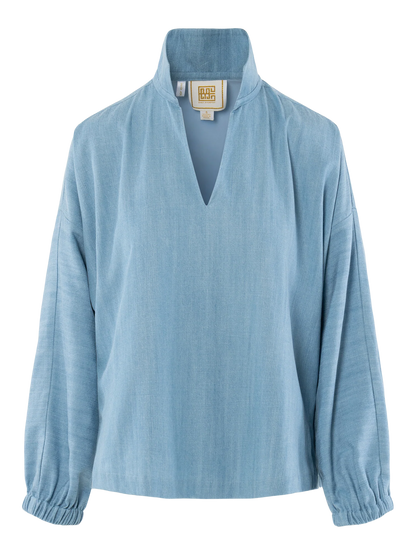 Long Sleeve Poppy Top - Denim Chambray