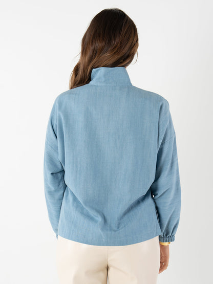 Long Sleeve Poppy Top - Denim Chambray