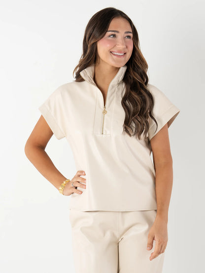 Poppy Pullover - Sandshell Vegan Leather