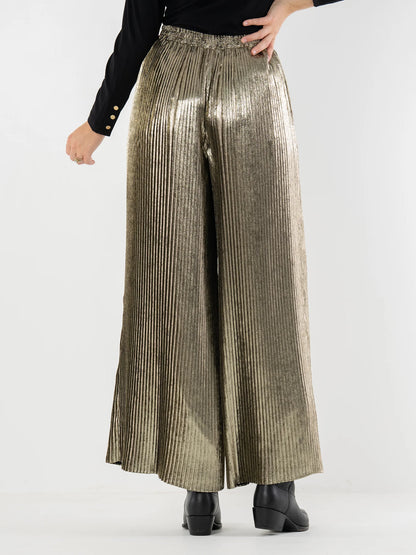 Pleated Pant - Black/Gold