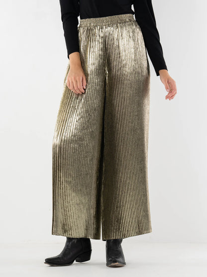 Pleated Pant - Black/Gold