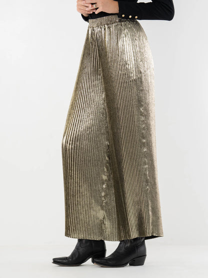 Pleated Pant - Black/Gold