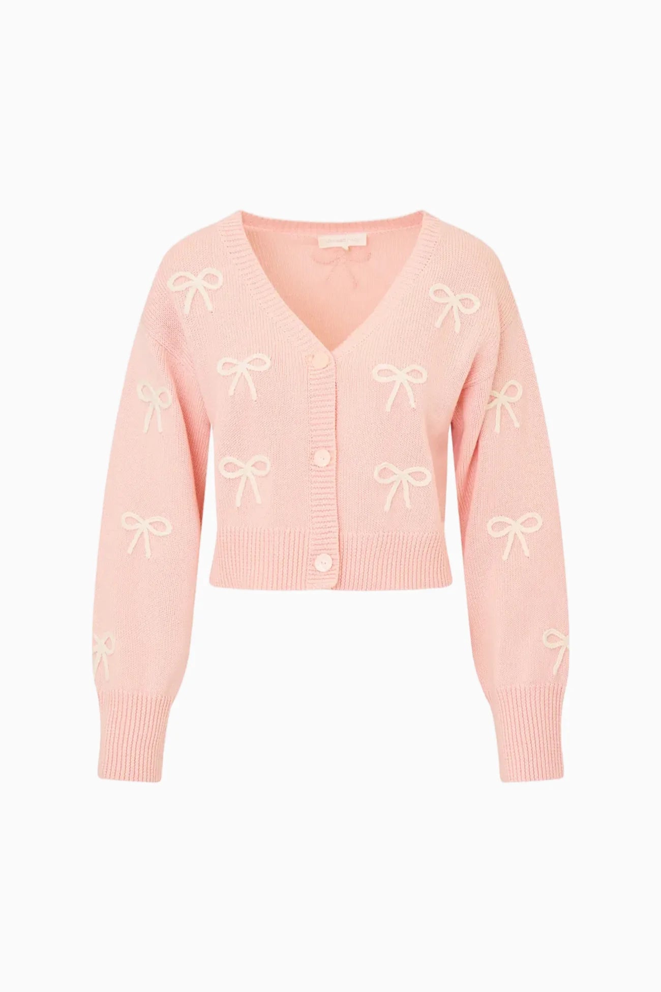Francette Cotton Bow Embroidered Cardigan - Petal Meringue