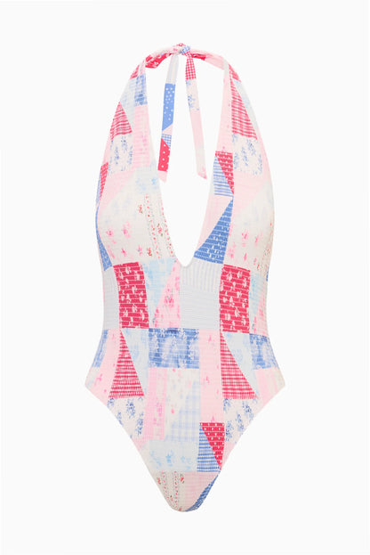 Glenna Patchwork One-Piece Swimsuit - Blueberry Sundae